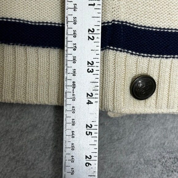 LRL Ralph Lauren Nautical Stripe Double Breasted Cardigan L 100% Cotton Preppy - Picture 7 of 11